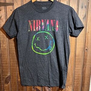 NIRVANA Multicolor Logo Charcoal Tee